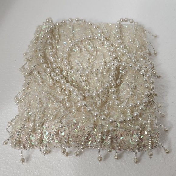 VTG Jessica McClintock Pearlescent Satin Beaded Purse! - Picture 3 of 9